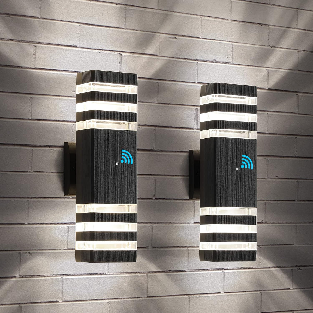 2 Pack Dusk to Dawn Outdoor Wall Lights Modern Black Exterior Light Fixture