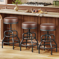 Raynesys 22-29 Inch Adjustable Height Industrial Swivel Bar Stools Set of 3