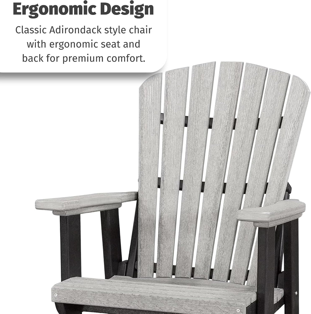 DutchCrafters Slat Fan Back Poly Adirondack Glider Outdoor Patio Chair (Tudor Brown & Weatherwood)