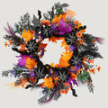 KBREE 22" Halloween Wreath for Front Door, Full Gothic Spooky Autumn Wreath with Black Corduroy Pumpkins, Glitter Orange Purple Spiders & Dark Twigs, Large Halloween Party Decor for Wall Window