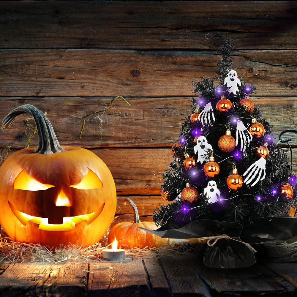 20" Mini Halloween Tree Black Tree Artificial Mini Halloween Tree with P...