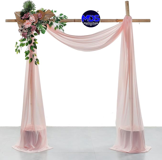 MDS Halloween Chiffon Draping Fabric - 2 Panel, 30" Wide x 50ft Long - Sheer Spooky Arbor & Canopy Drapery for Haunted House Backdrops, Party Ceilings, DIY Costumes & Themed Events - Dusty Rose (Pack of 2)