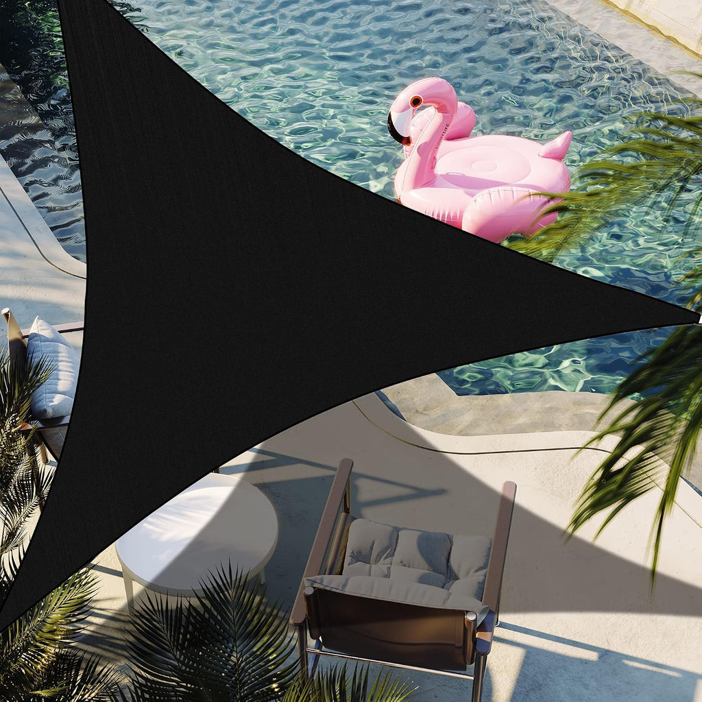 12' x 12' x 12' Black Triangle Sun Shade Sail Canopy Durable Fabric UV Block Awning, We Make Custom Orders