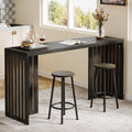 Tribesigns 63-Inch Bar Table with Louvered Base, Black Brown