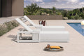 PURPLE LEAF Pool Lounge Chair Set of 2 PU Leather Patio Chaise Lounge White
