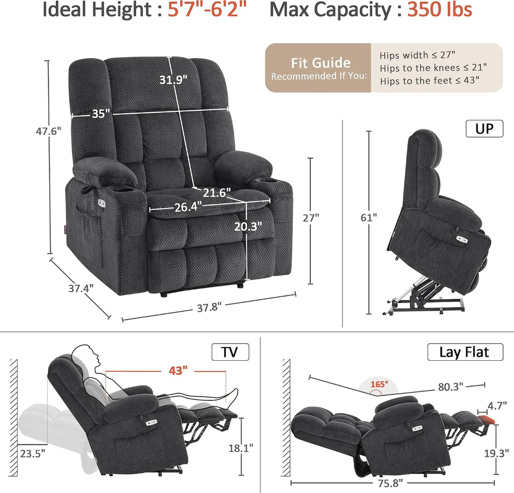 MCombo Oversized Dual Motor Power Lift Recliner Chair for Elderly R7891