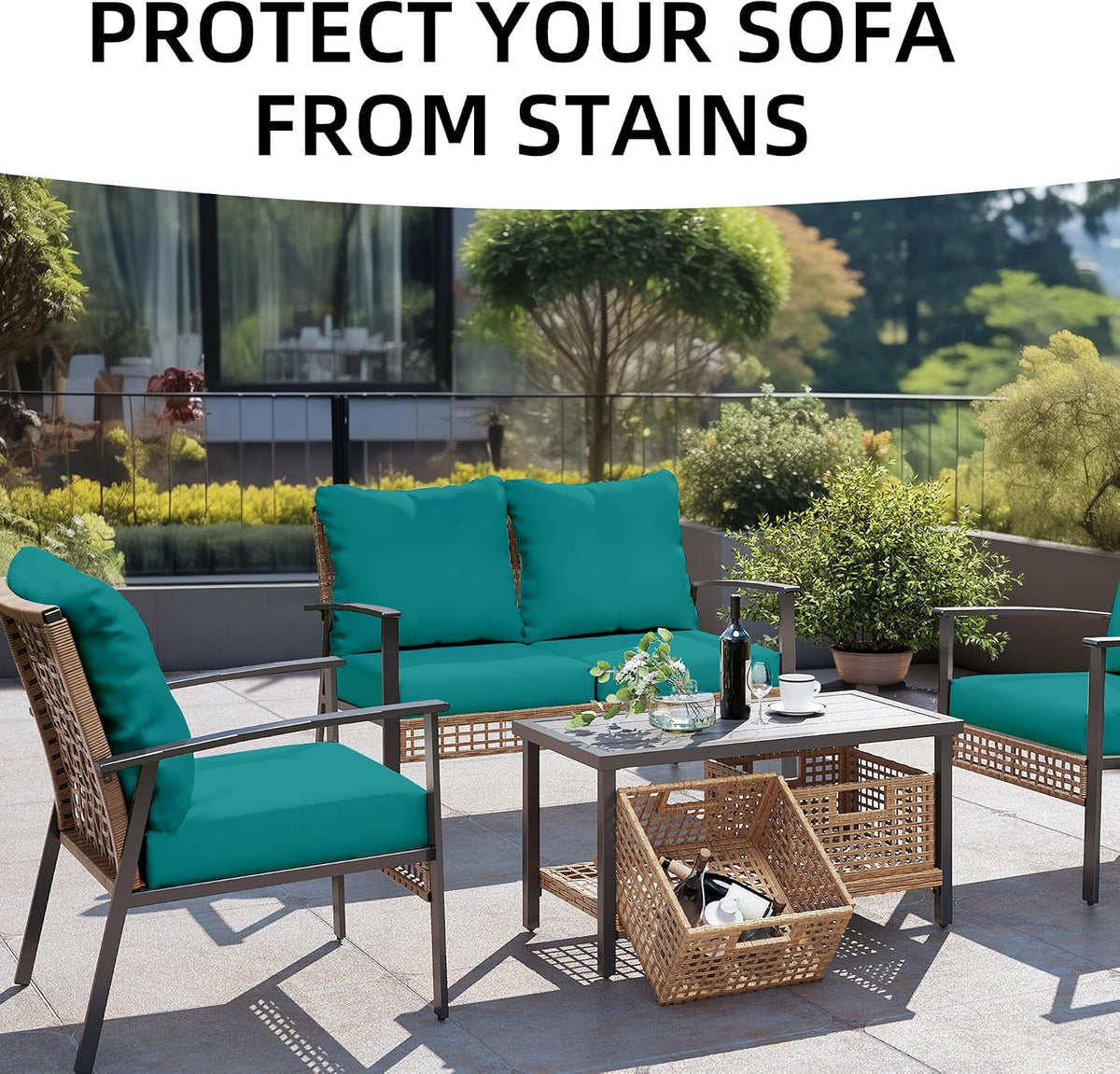 12PCS Patio Cushion Covers， Stretch Patio Furniture Couch SeatSlipcovers