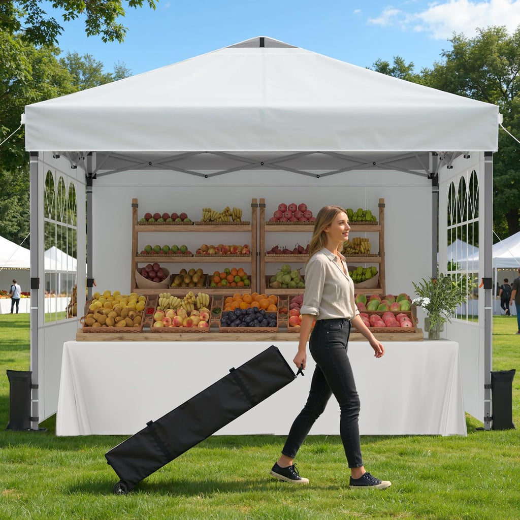 Raynesys 10x10ft Pop Up Canopy Tent with Sidewalls for Events, Parties