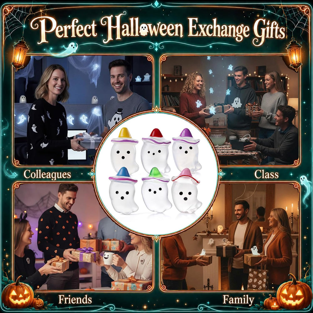100 Sets Halloween Positive Gifts Luminous Ghost Desk Decor Trinkets, Clear
