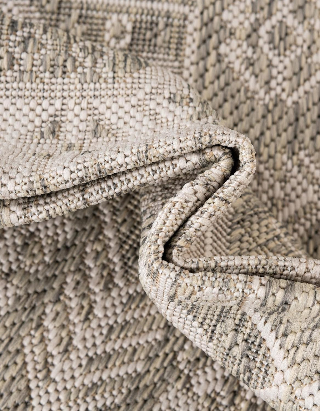 Rugs.com - Outdoor Aztec Rug – 2' x 3' 1 Light Gray Indoor/Outdoor Rug – Weather Resistant Flatweave for Patios, Decks, and Porches