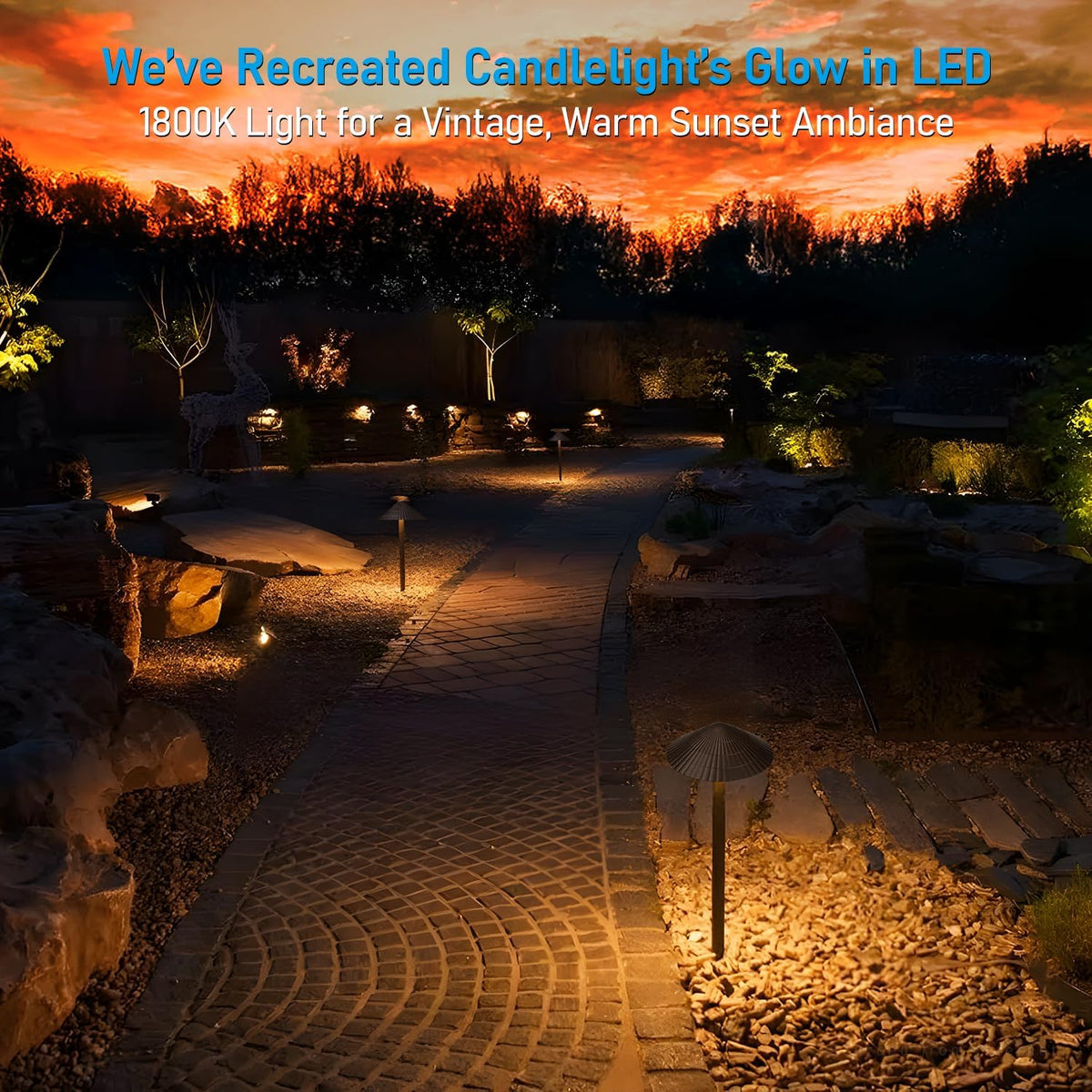 LEONLITE 4-Pack 5CCT LED Low Voltage Landscape Path Lights, 12-24V AC/DC