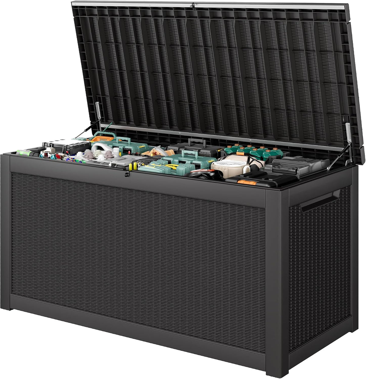 Outdoor Storage Waterproof Deck Box for Patio (300 Gallon, Black)