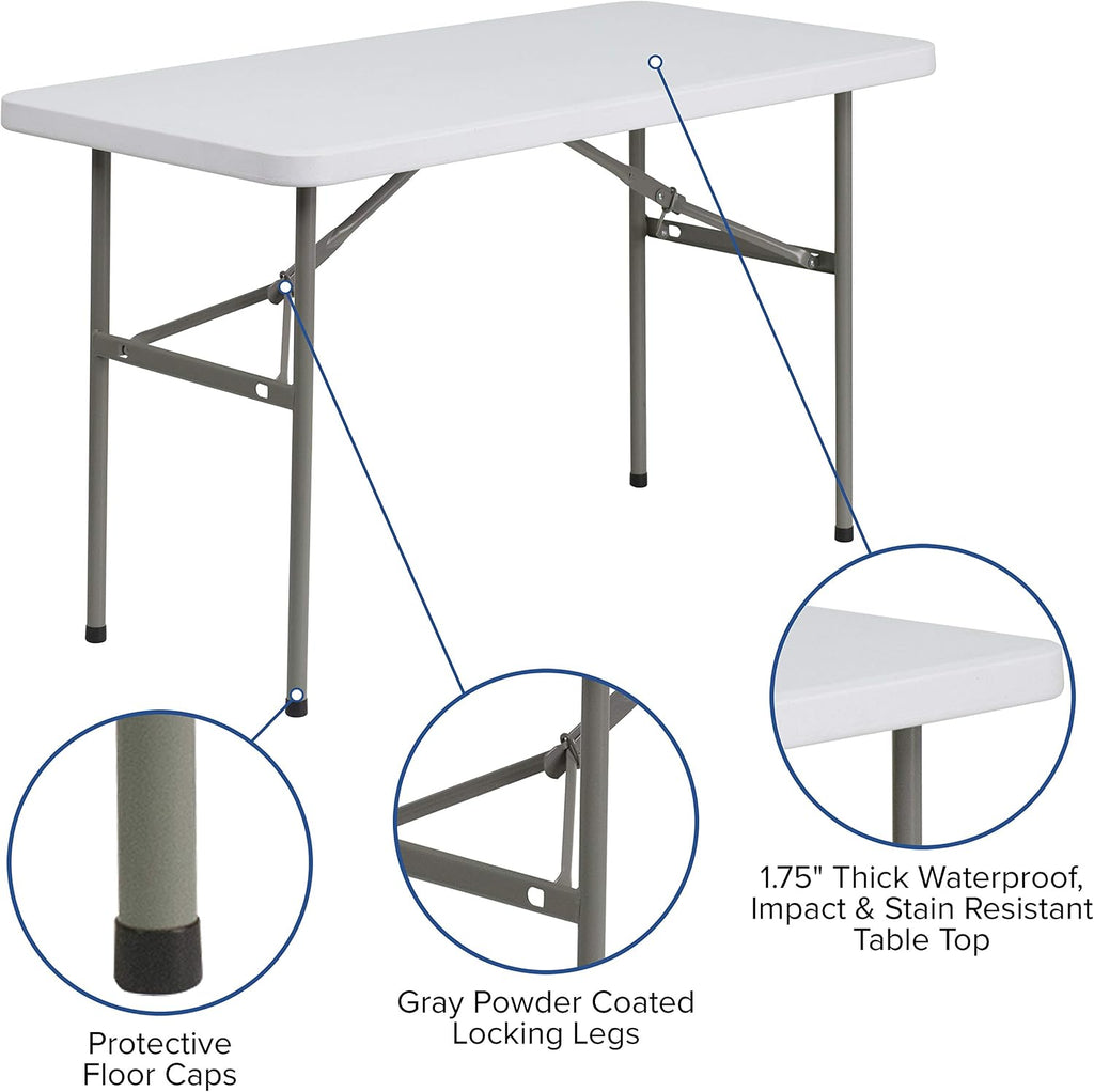 Flash Furniture 4-Foot Granite White Plastic Folding Table