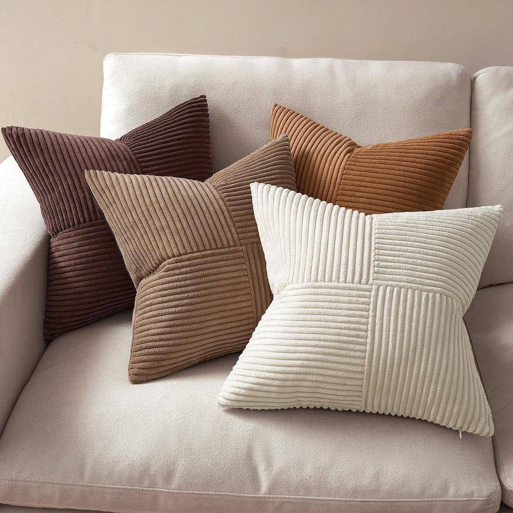 MIULEE Brown Throw Pillow Covers 20x20 Inch Set of 4 Boho Farmhouse Cushion C...