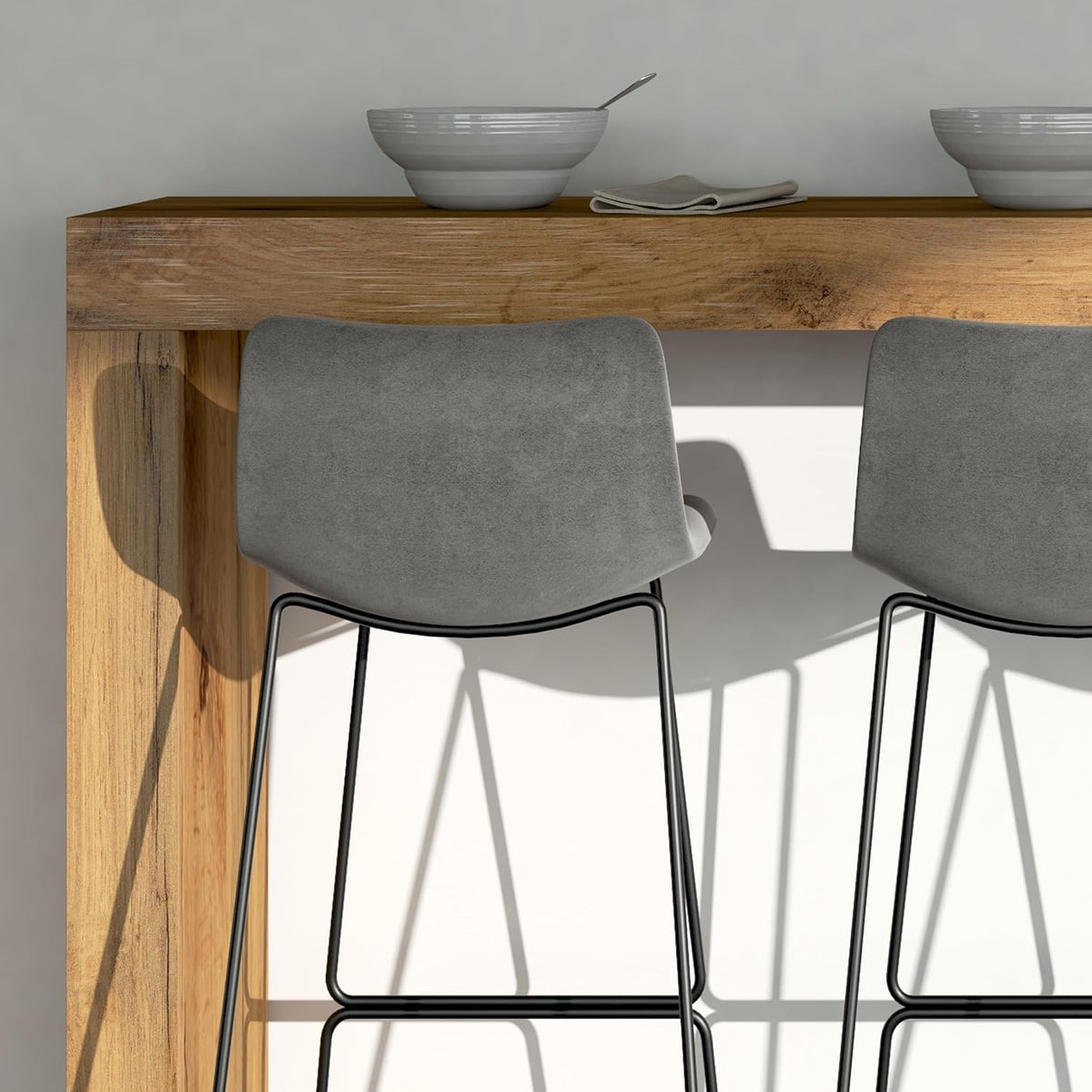 Mobili Fiver, Evolution High Table 70.9 x 15.7 in, Rustic Oak, High Top Table for 3 People, Bar Table, Kitchen Island, Counter Height Bar Table, Italian Furniture