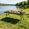 Portable Plastic Folding Table 4ft/6ft/8ft Heavy Duty White-Orange Picnic Dining Table Fold-in-Half for Camp Party Kitchen Indoor Outdoor