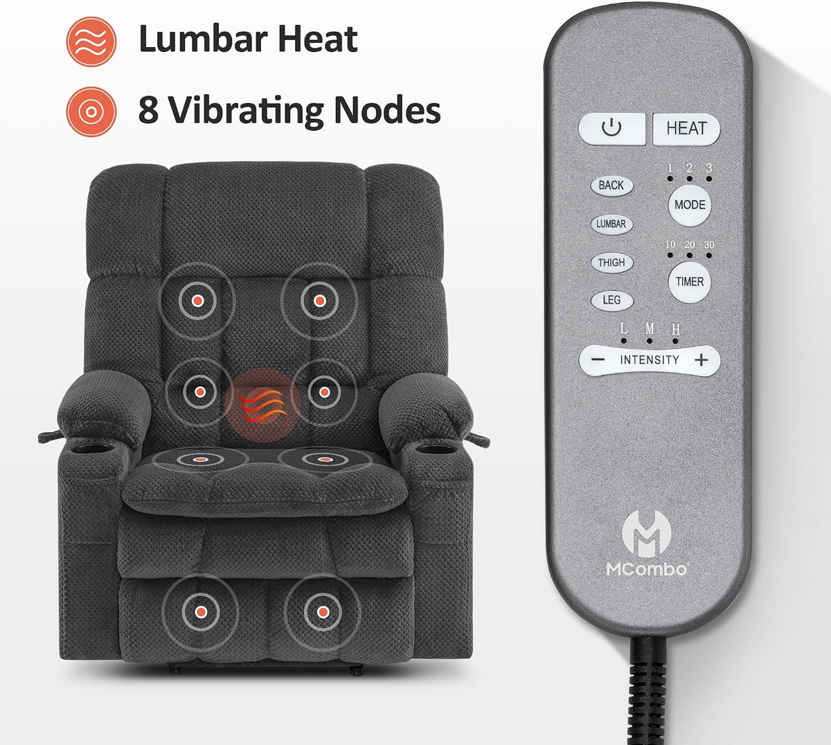 MCombo Oversized Dual Motor Power Lift Recliner Chair for Elderly R7891