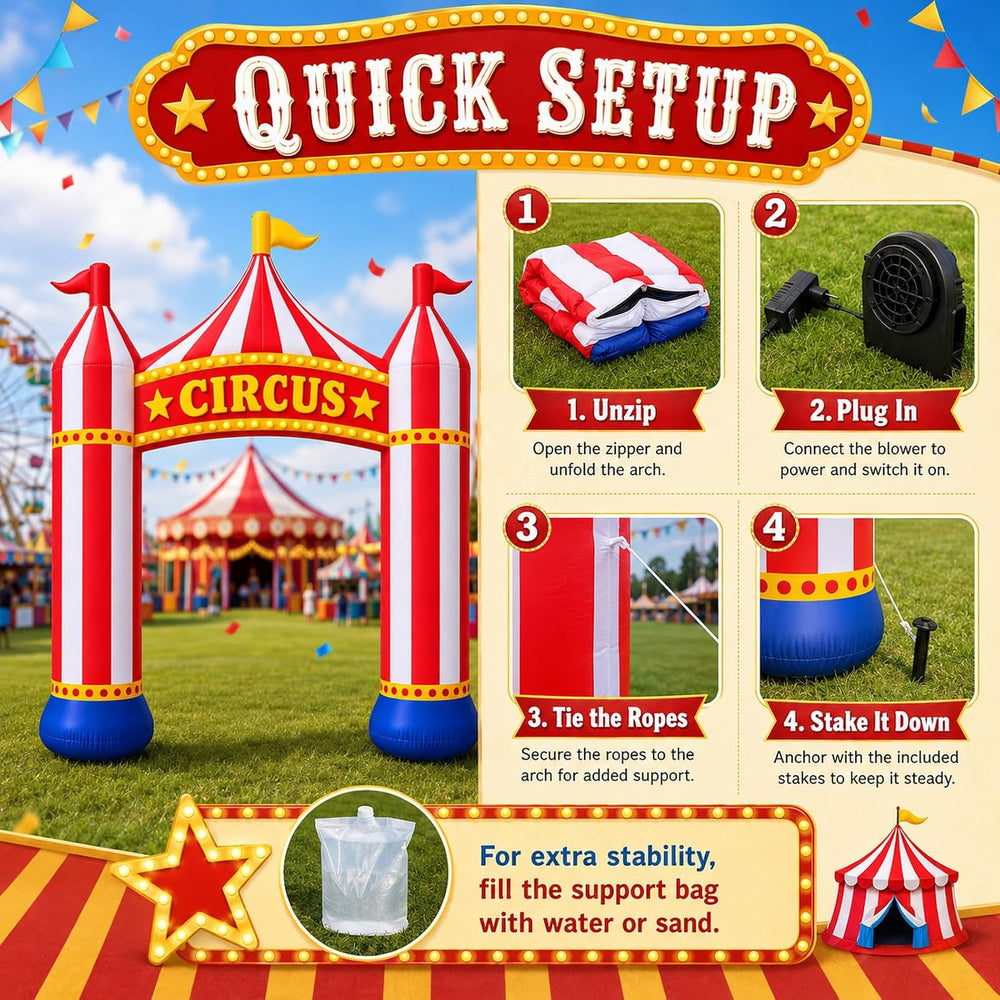 11FT Inflatable Arch Circus Tent, Carnival Party Decorations Outdoor