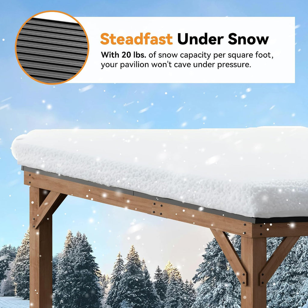 Modern Shade Wood Grill Gazebo 10' x 12' with Sloped Galvanized Steel Roof