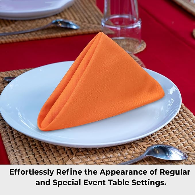 Urban Villa Cloth Napkins Halloween Dinner Napkins Solid Orange Color 20''x20'' (Set of 12) 100% Cotton Slub Absorbent Napkins Soft Durable Reusable Washable Ideal for Events Parties Everyday use