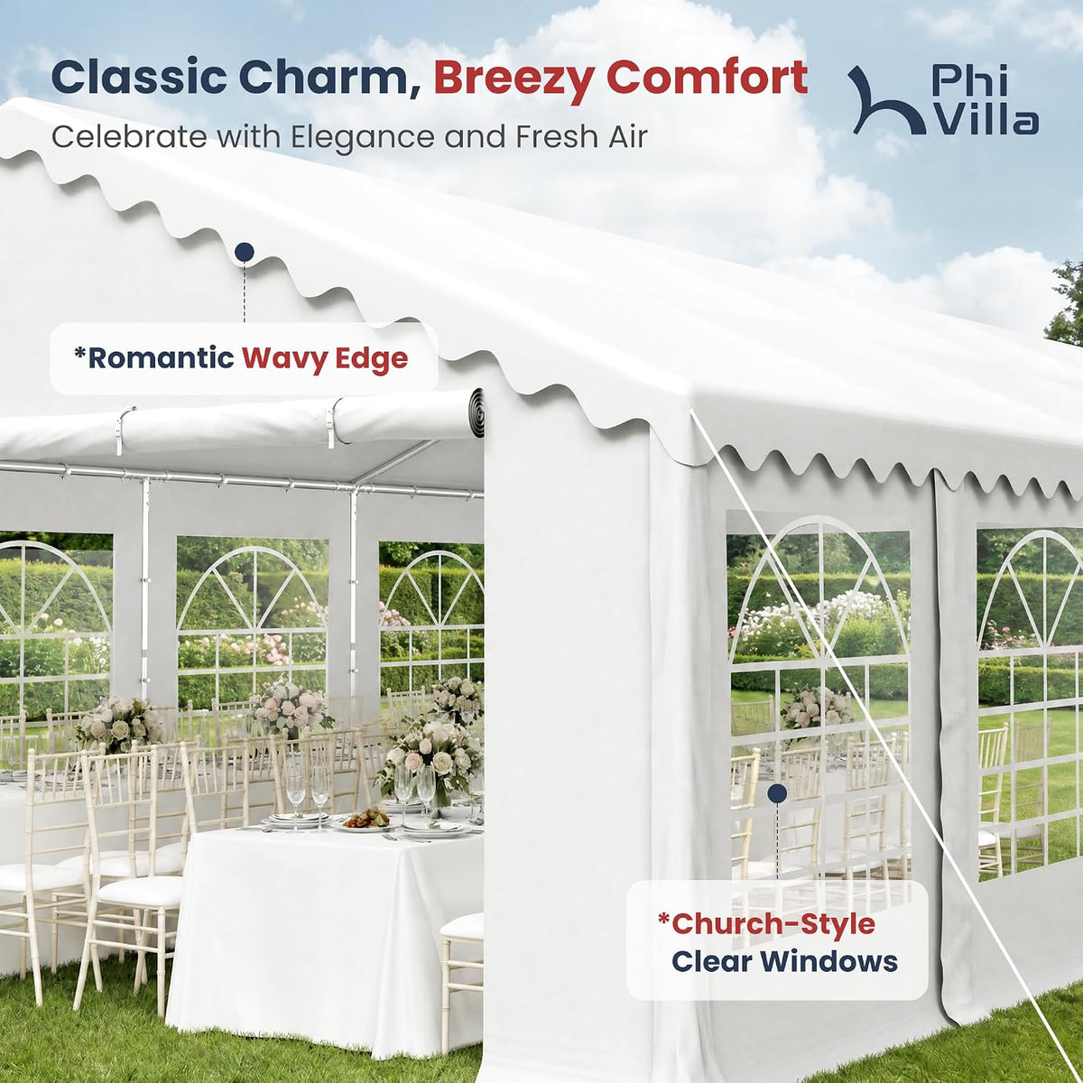 PHI VILLA Tent for Party 20x40ft, Wedding Event Heavy Duty Parties Tents