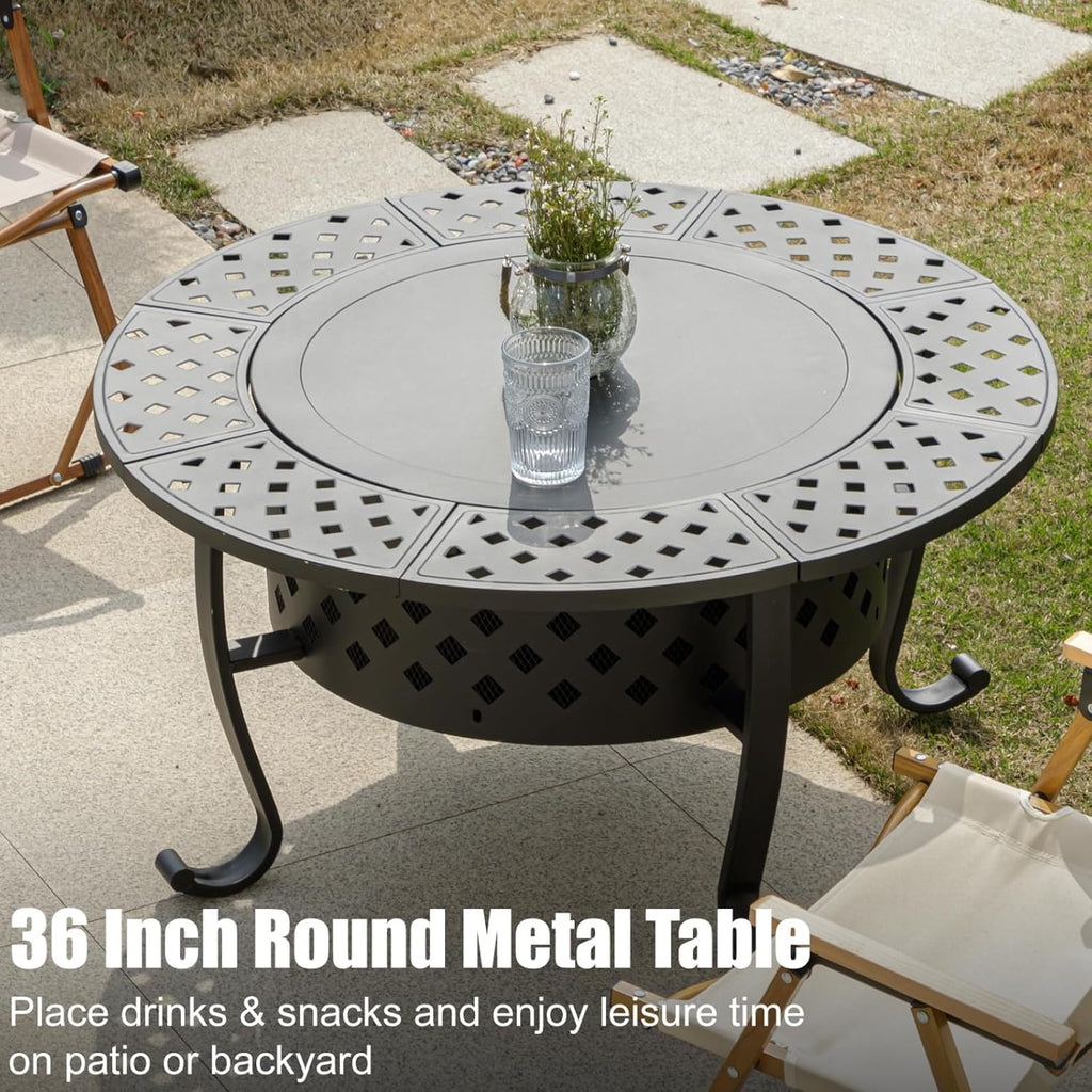 Panovue 36 Inch Outdoor Fire Pit with 2 BBQ Grills