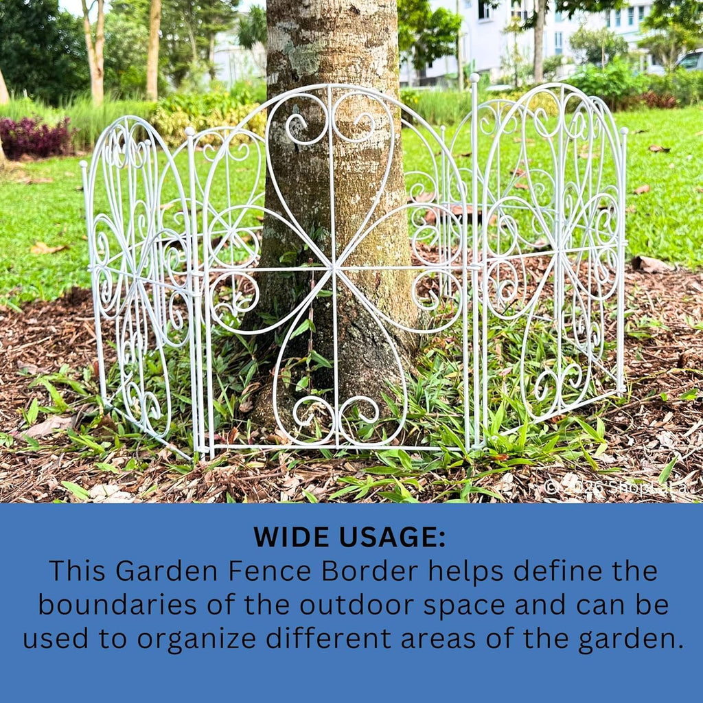 ShopLaLa Garden Fence (10 Panels) 12.5inx16.5in White Metal Wire Fencing