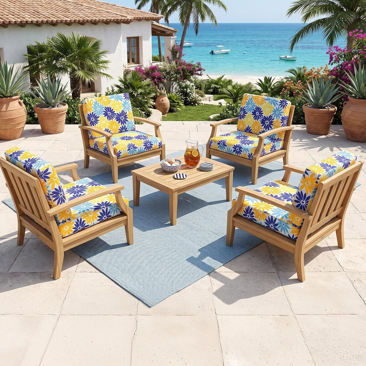8Pcs Patio Cushion Covers Stretch Outdoor Furniture Protector Slipcovers