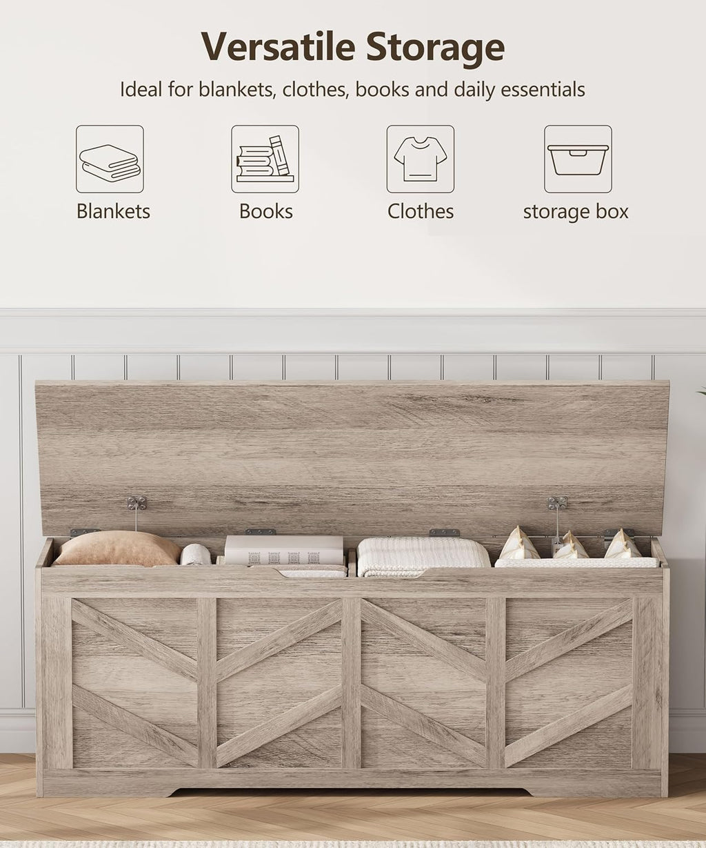 Extra Large Storage Chest, Storage Bench with 2 Safety Hinges