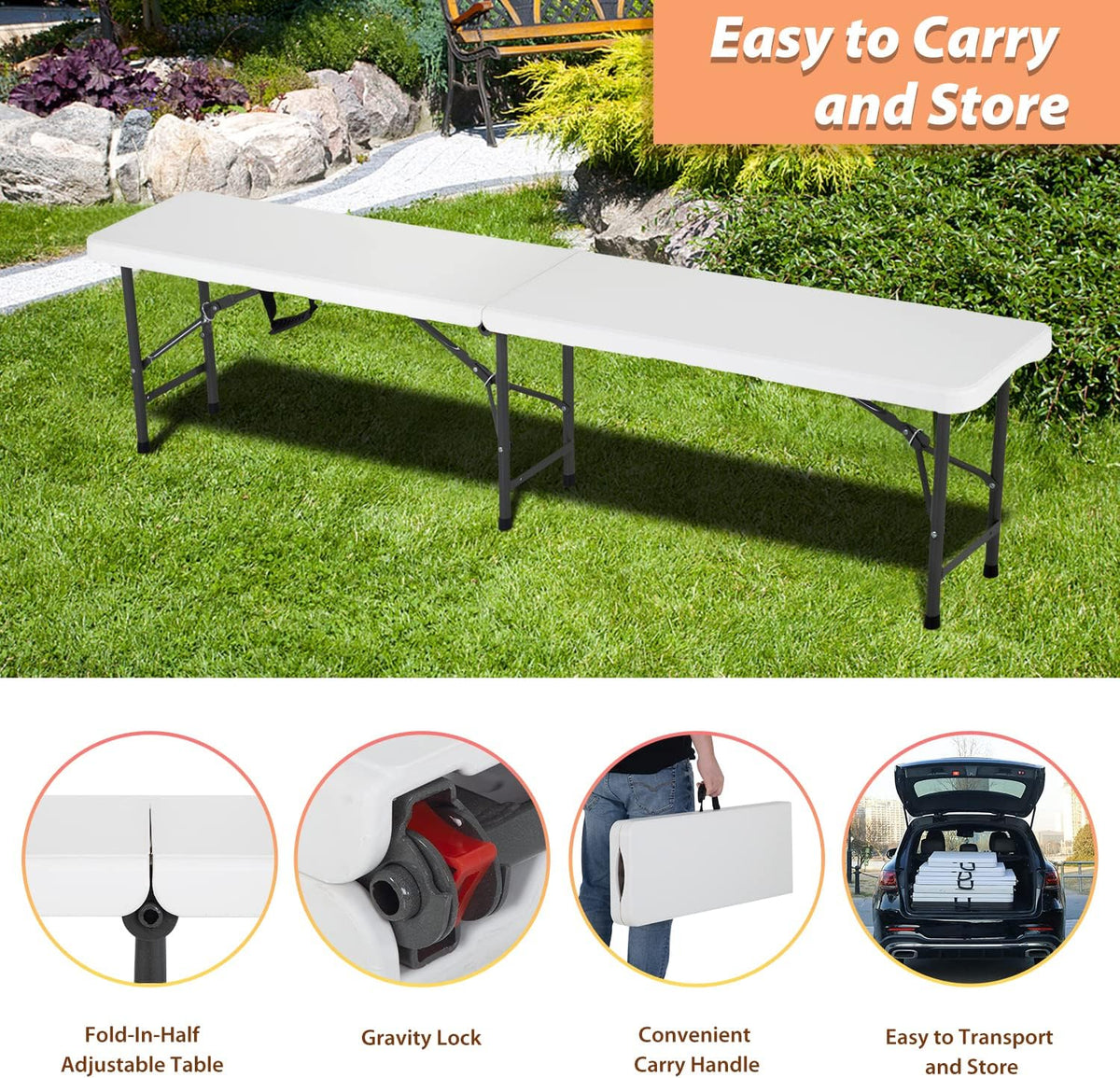 6ft plastic folding bench outdoor bench garden bench on a desk or shelf