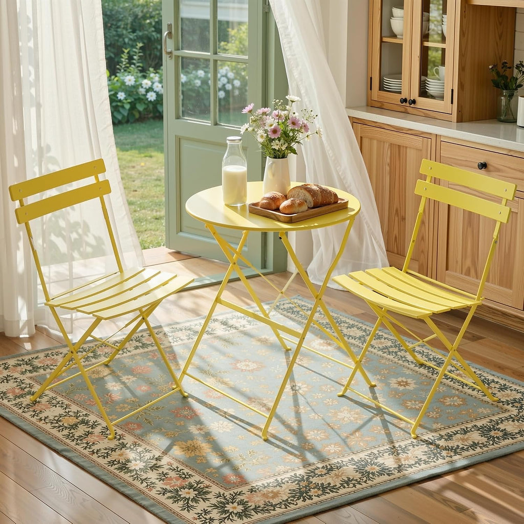 LIFERUN 3-Piece Folding Bistro Set Outdoor, Patio Table and Chairs Set of 2
