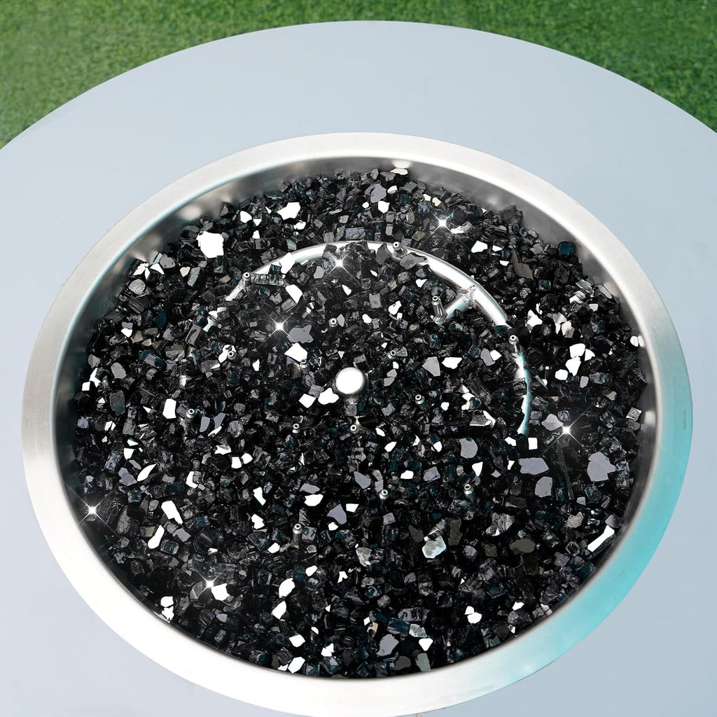 Skyflame 15LB Onyx Black Fire Glass, 1/2 Inch Reflective Fireplace Glass