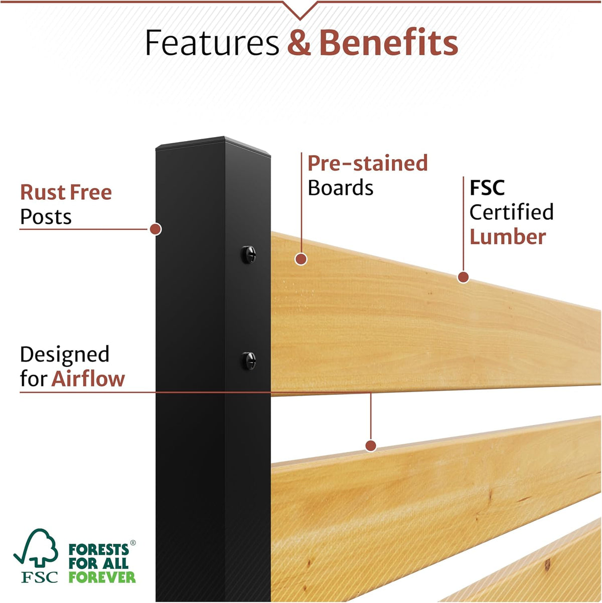 Enclo Charleston Privacy Screen, Cedar Wood, DIY No Dig Screen Kit