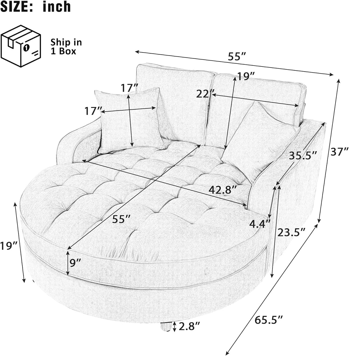 Chaise Lounger Sleeper Sofa, Upholstered Convertible Chair