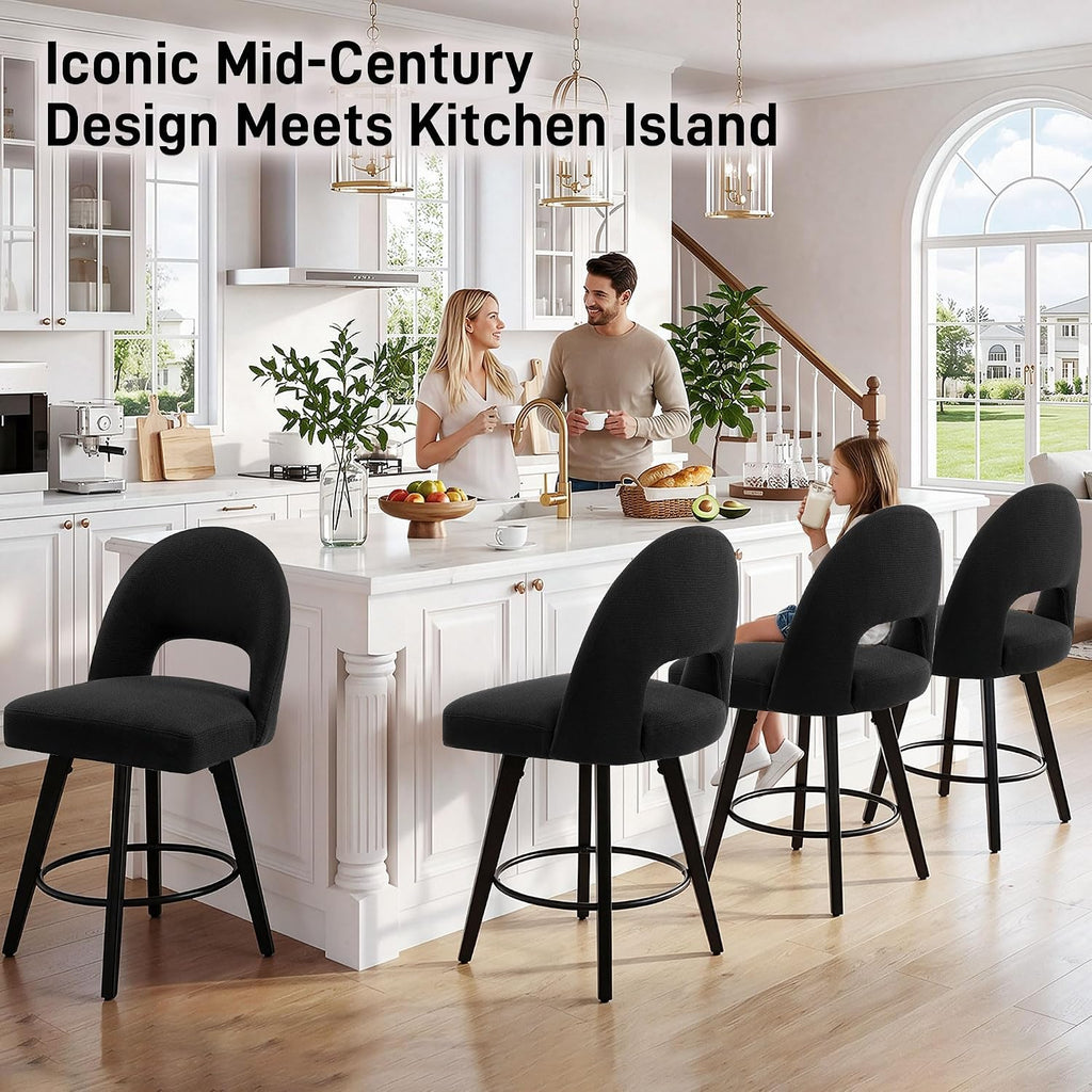 Counter Height Bar Stool, Swivel Upholstered Bar Chair