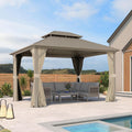 PURPLE LEAF Outdoor Hardtop Gazebo 10' x 12' Champagne Aluminum Structure