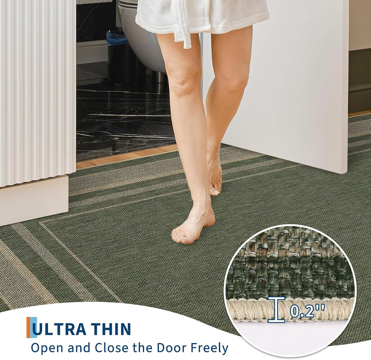 GarveeHome Easy Jute Runner Rug 2x8 Washable Non Slip Hallway Runner Rugs