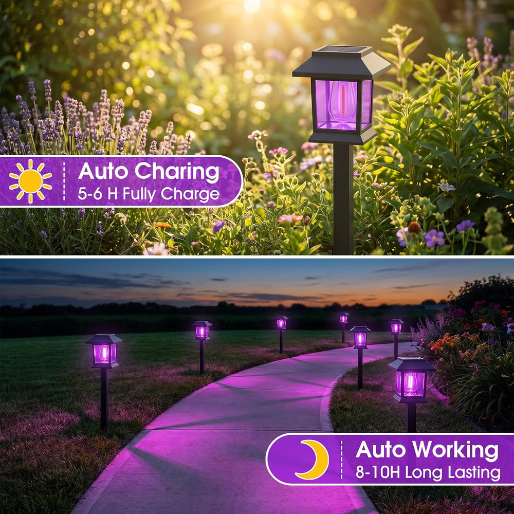 Greluna Solar Lights Outdoor,12 Pack Purple Waterproof Auto On/Off Solar Path...