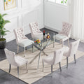 HomVent 52'' Rectangular Glass Dining Table Set for 6 for Family Gathering