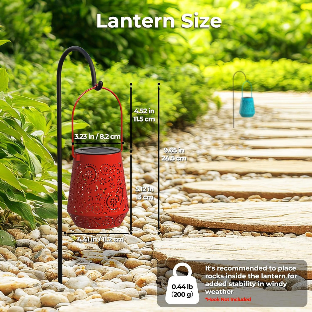 Solar Lanterns 4 Pack Outdoor Waterproof Solar Lights, Auto ON/Off Lanterns