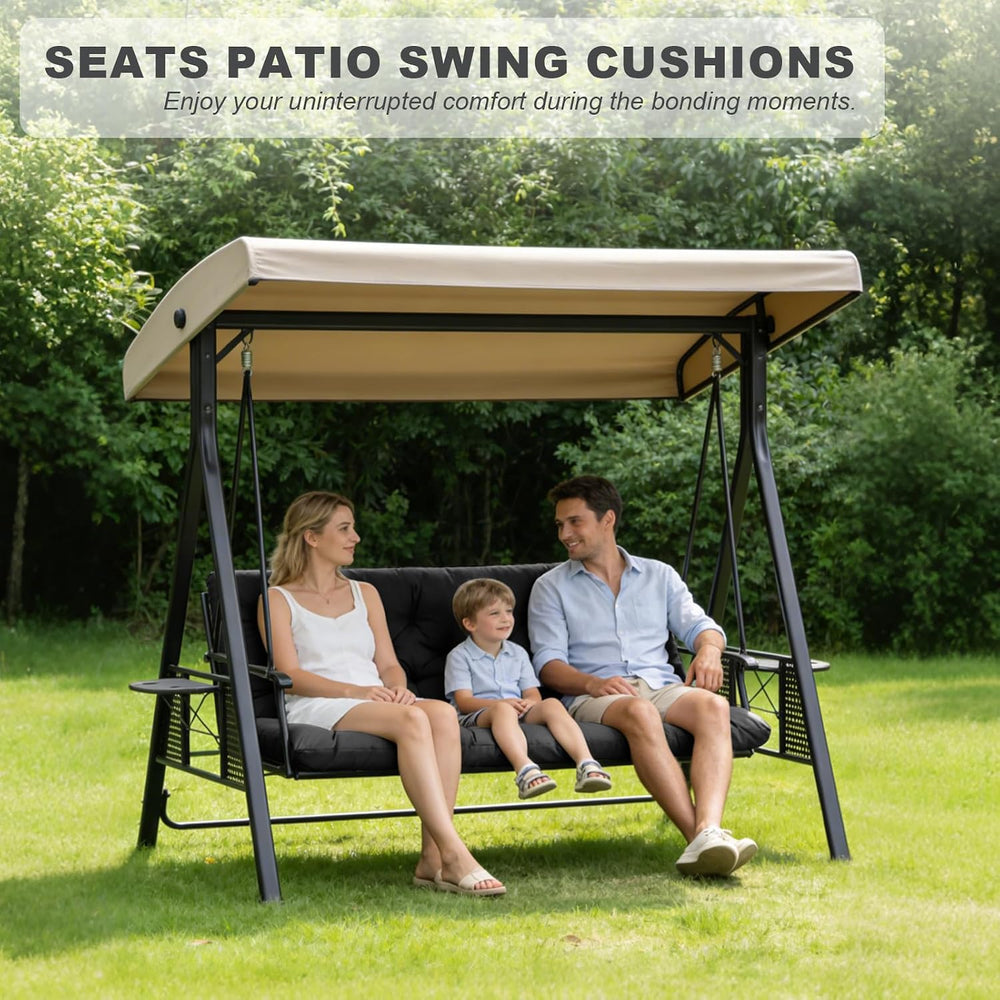 Porch Swing Cushions,Outdoor Cushions 3 Seater Replacement with Backrest, Wat...