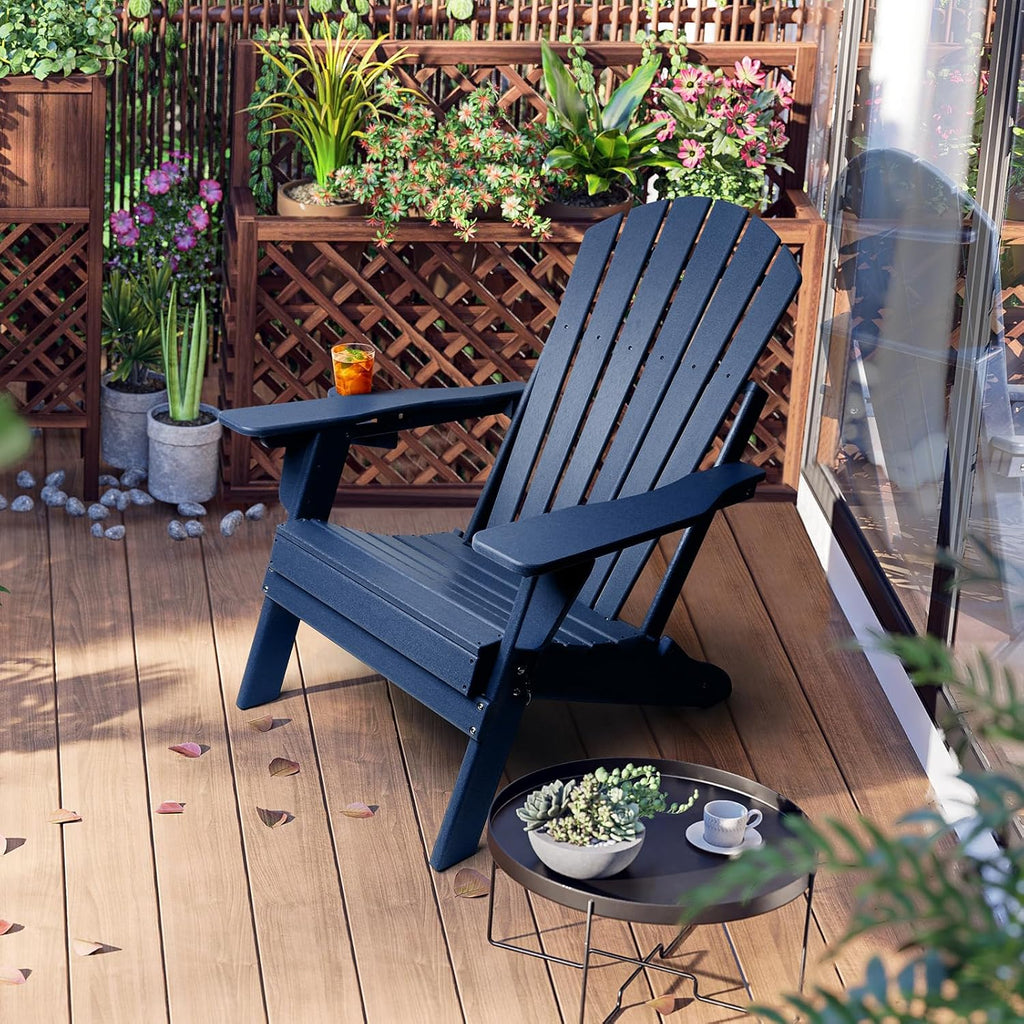Oversized Folding Adirondack Chair Set of 4 with Adjustable Backrest 400LBS