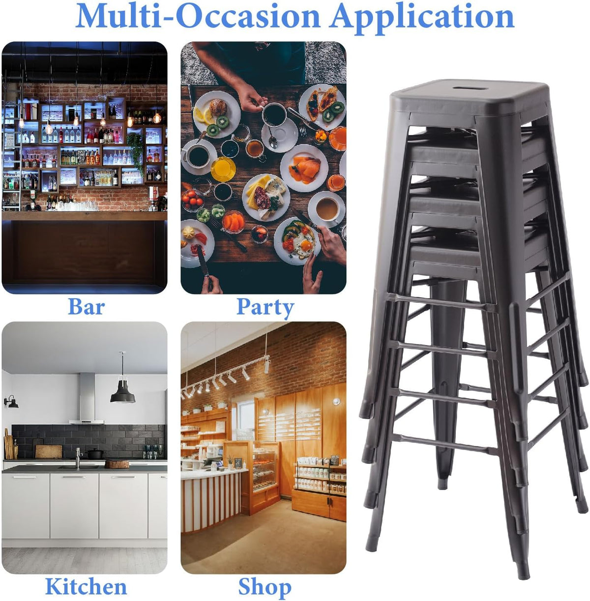 stackable metal bar stool backless counter stools fullmetal, side view