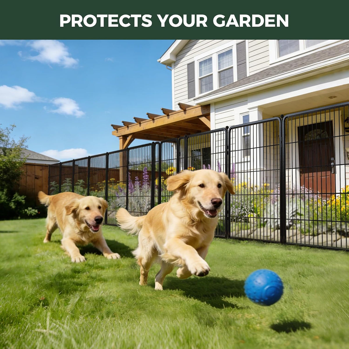 FXW No Dig Garden Fence, Outdoor for Yard, 40in(H) x 13.6ft(L), 6 Panels