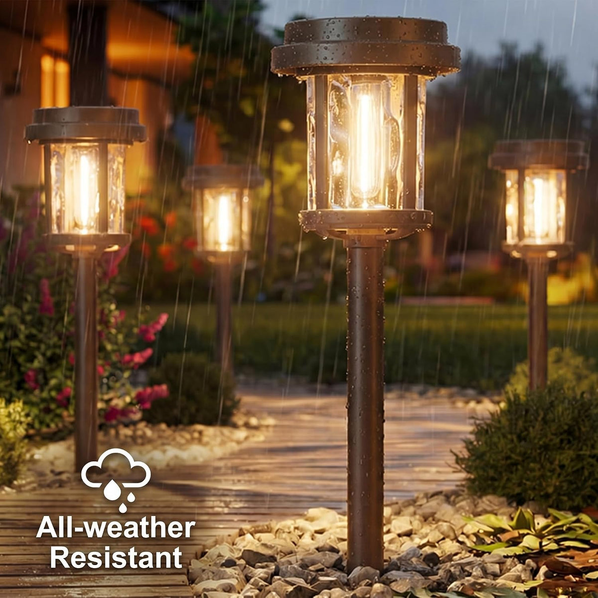 XMCOSY+ Solar Pathway Lights, 6 Pack Solar Outside Garden Landscape Lights