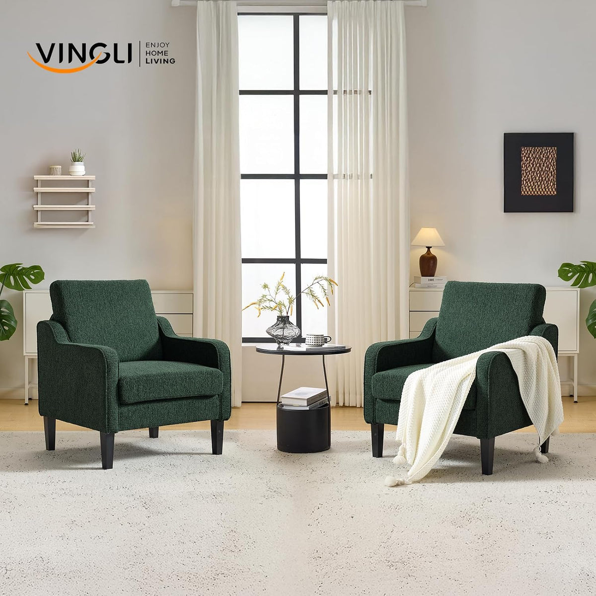 VINGLI Accent Chairs Set of 2, Modern Traditional Armchair for Living Room