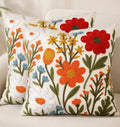 Embroidered Throw Pillow Covers 18x18 Inch, 2Pack, Flower Cluster