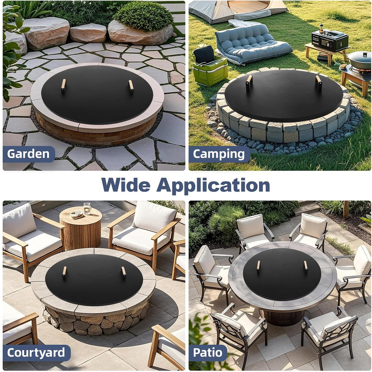 1MORE Fire Pit Lid Round 34"w/Handles,Firepit Cover,All-season Protective