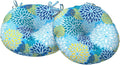 Outdoor Bistro Chair Cushions, Water Repellent Furniture Chair Pads Set of 2, Round Pillow for Decoration Home and Garden, 15”x15”x4”, Dahlia Blue