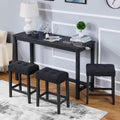 DUHOME 4 Piece Bar Table Set with Power Outlet,Industrial Breakfast Table with 3 Padded Stools Solid Wood Counter Height Dining Table Set for Living Room, Dining Room Dark Grey